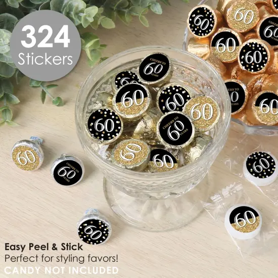 Big Dot of Happiness Adult 60th Birthday - Gold - Birthday Party Small Round Candy Stickers - Party Favor Labels - 324 Count {3}