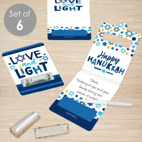 Big Dot of Happiness Hanukkah Menorah - DIY Assorted Chanukah Holiday Party Cash Holder Gift - Funny Money Cards - Set of 6 {3}