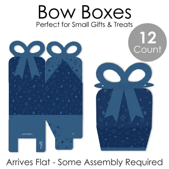 Big Dot of Happiness Navy Confetti Stars - Square Favor Gift Boxes - Simple Party Bow Boxes - Set of 12 {7}