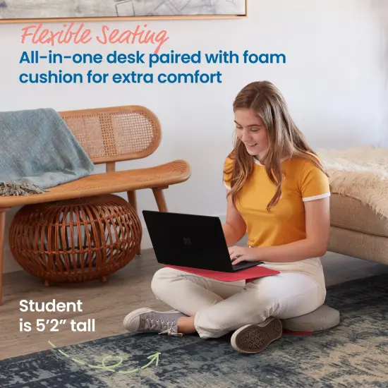 The Surf Portable Lap Desk and Surf Cushion, Flexible Seating Floor Desk with Foam Pad, 1-Pack Red {3}