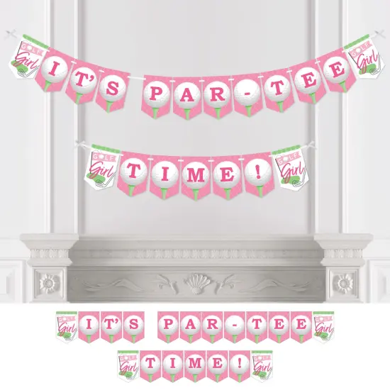 Big Dot of Happiness Golf Girl - Pink Birthday Party or Baby Shower Bunting Banner - Party Decorations - It's Par-Tee Time {1}