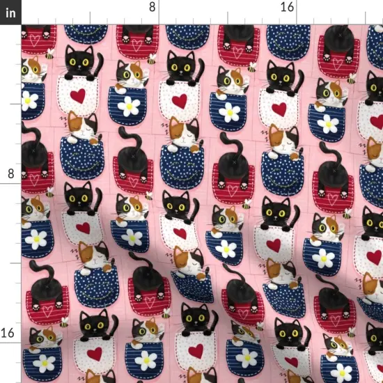 Various Fabrics by the Yard or Fat Quarter Whimsical Kittens Cat Custom Printed Fabric by Spoonflower {2}