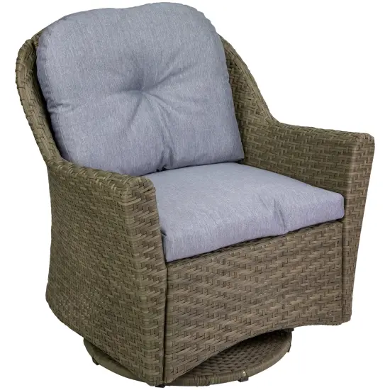 Northlight 34" Gray Resin Wicker Deep Seated Glider Chair with Gray Cushions {4}
