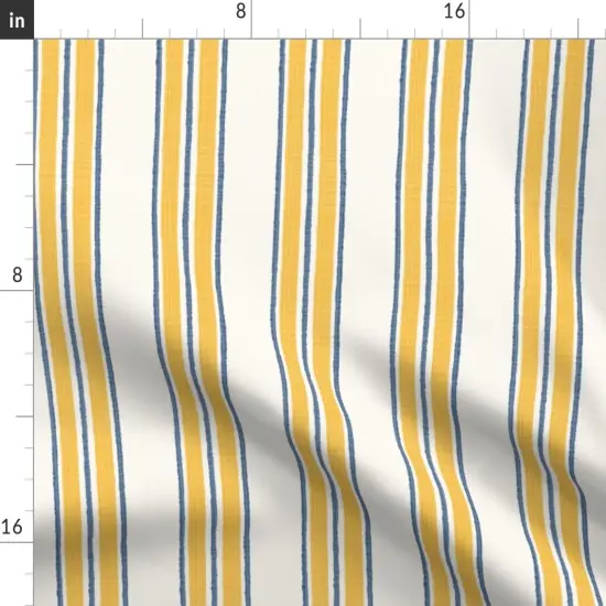 Various Fabrics by the Yard or Fat Quarter Ticking Stripe Traditional Classic Timeless Blue Yellow Cream Custom Printed Fabric by Spoonflower {2}