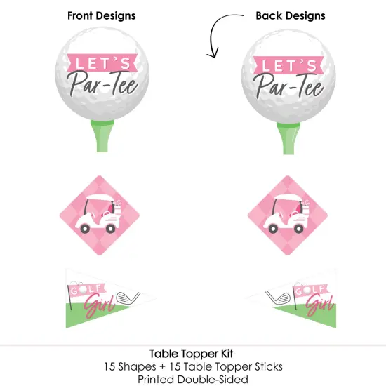 Big Dot of Happiness Golf Girl - Pink Birthday Party or Baby Shower Centerpiece Sticks - Table Toppers - Set of 15 {6}