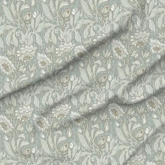 Various Fabrics by the Yard or Fat Quarter Pale Green Antique Victorian Sage Hellebore Arts And Crafts Floral Neutral Art Nouveau Large Scale Damask Botanical Custom Printed Fabric by Spoonflower {6}