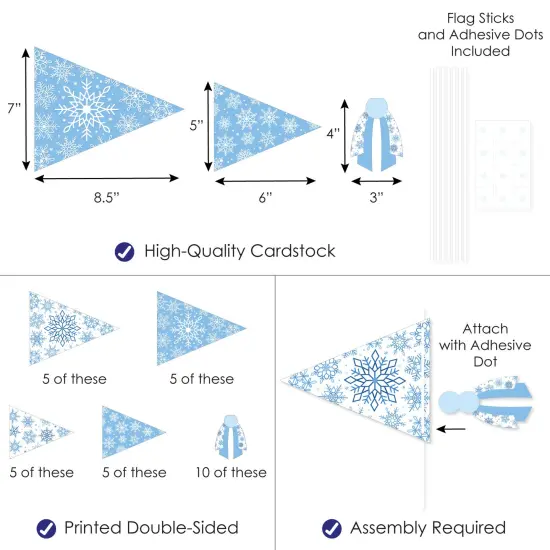 Big Dot of Happiness Blue Snowflakes - Triangle Winter Holiday Party Photo Props - Pennant Flag Centerpieces - Set of 20 {4}
