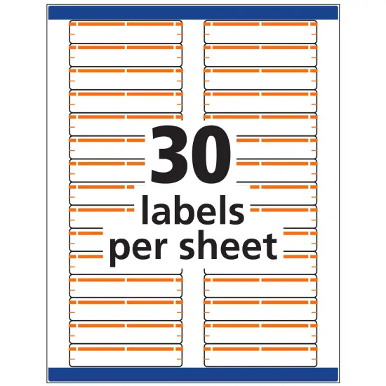 Avery TrueBlock File Folder Labels, 2/3" x 3-7/16", 750 Printable Labels, White/Orange (5166) {5}