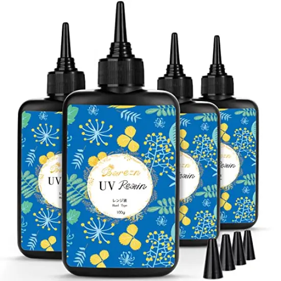 Bsrezn 400g UV Resin Hard, Crystal Clear UV Cure Epoxy Resin Kit Premixed Resina UV Transparent Solar Activated Glue for Jewelry Making Fast Curing {1}