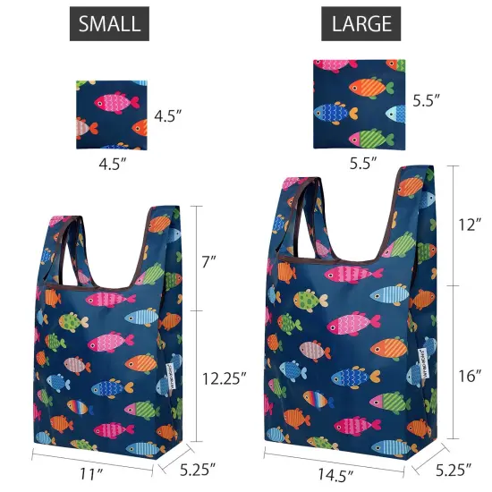 Wrapables JoliBag Collection Reusable Shopping Bag (Set of 2) Rainbow Fishies {2}