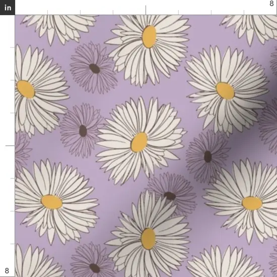 Various Fabrics by the Yard or Fat Quarter Retro Whimsical 70S Floral Botanical Purple Flowers Daisy Spring Custom Printed Fabric by Spoonflower {4}