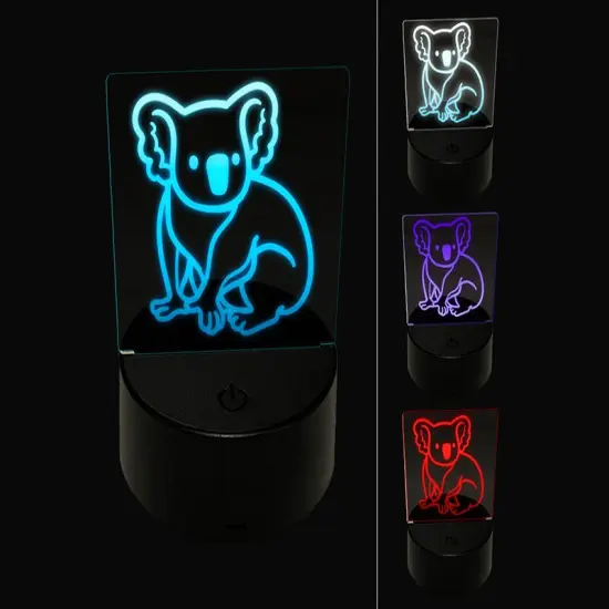 Koala Bear Sitting 3D Illusion LED Night Light Sign Nightstand Desk Lamp {1}