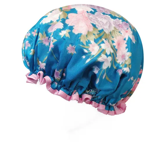 Wrapables Reusable Women's Waterproof Shower Caps for Long Hair Carnations {3}