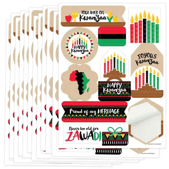 Big Dot of Happiness Happy Kwanzaa Party Favor Sticker Set - 12 Sheets - 120 Stickers {1}