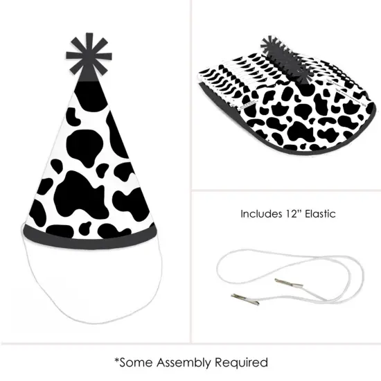 Big Dot of Happiness Cow Print - Cone Happy Birthday Party Hats for Kids and Adults - Set of 8 (Standard Size) {6}