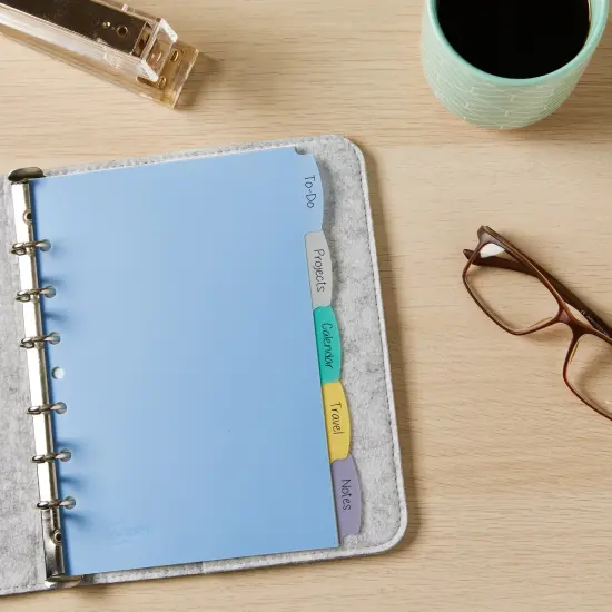 Avery Write & Erase Durable Plastic Mini Dividers for 3 Ring Binders and 7-Ring Binders, 5.5" x 8.5", 5-Tab Sets, Multicolor, 4 Sets (21982) {6}