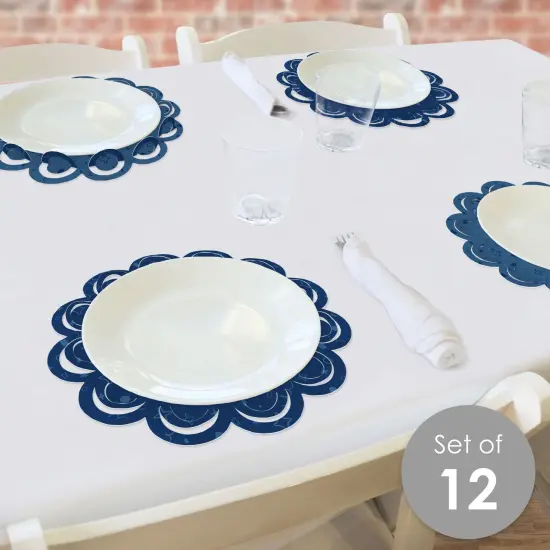 Big Dot of Happiness Navy Confetti Stars - Simple Party Round Table Decorations - Paper Chargers - Place Setting For 12 {3}