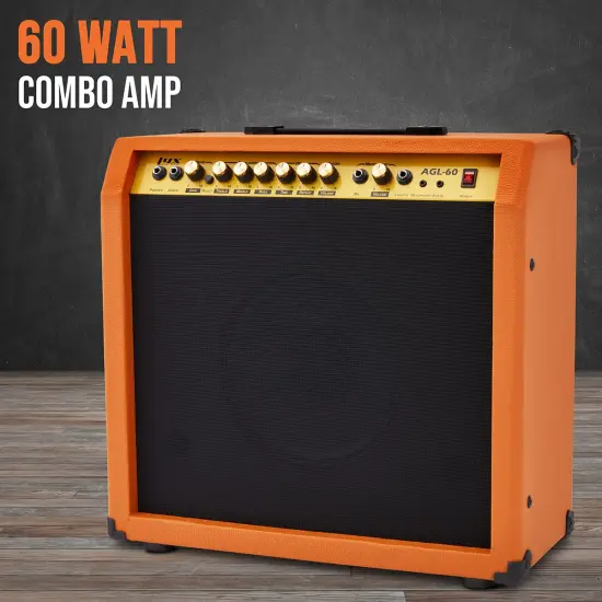 LyxPro Electric Guitar Amp, 60 Watt Portable Amplifier Mahogany {3}