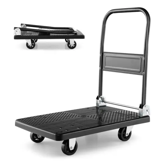 Folding Push Cart Dolly with Swivel Wheels and Non-Slip Loading Area {8}