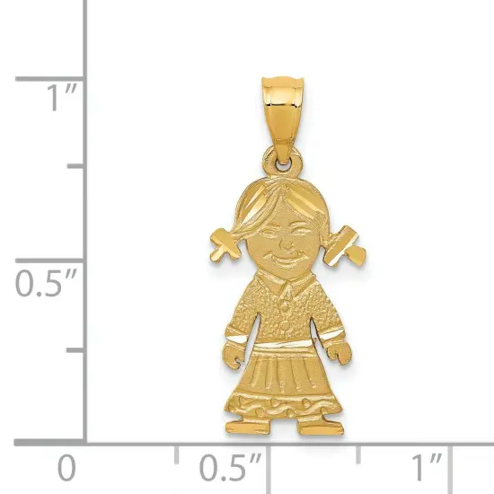 14K Gold Little Girl Charm Pendant Family Jewelry 24mm x 11mm {4}