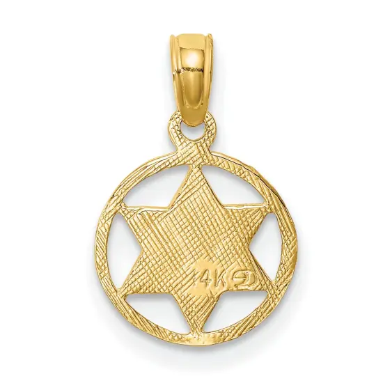 14K Gold Star Of David In Circle Frame Pendant Charm Jewelry 18 x 11 mm {4}