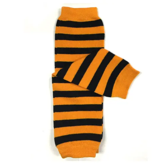 Wrapables Colorful Baby Leg Warmers, Stripes Orange and Black {1}