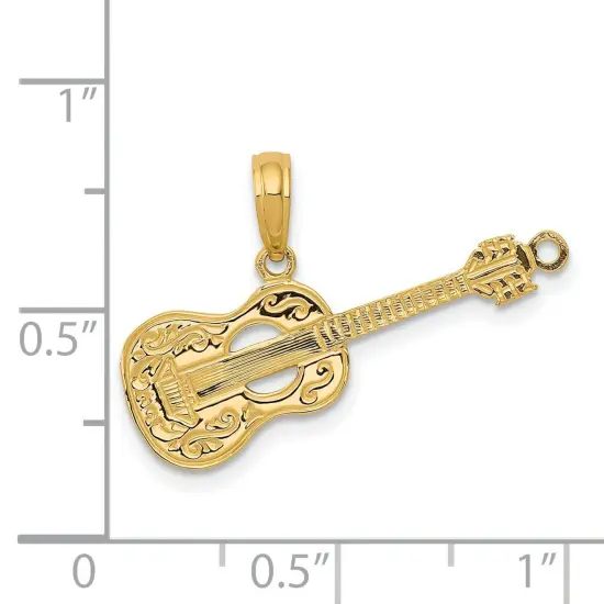 14K Gold Guitar Pendant Charm Jewelry 20 x 20 mm {3}