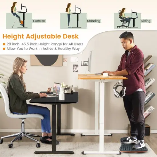 45.5 Inch Electric Height Adjustable Standing Desk with 2-Button Controller and Metal Frame Natural {3}