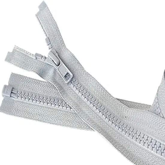 2pcs 30 Inch YKK #5 Vislon Molded Plastic Separating for Medium Weight Jacket Zippers - Made in USA (Light Grey - 119) {1}