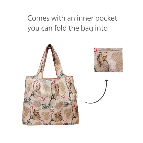Wrapables Foldable Tote Nylon Reusable Grocery Bag (Set of 2) Paris {4}