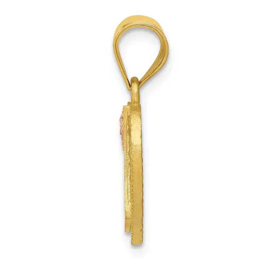 14K Two Tone Gold Initial Letter A Heart Charm Jewelry 22mm x 16mm {2}