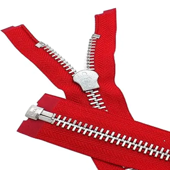 YKK #10 10 Inch to 36 Inch Aluminum Separating Jacket Zipper Extra Heavy Duty Metal Zippers for Sewing Coats Crafts (Red - 519, 27 Inches) {1}