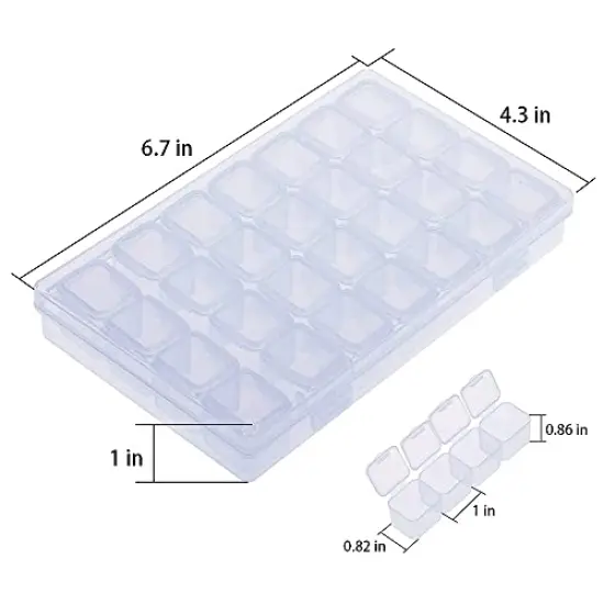 2 Pack Diamond Embroidery Box, Colorful Diamond Painting Storage Box Containers Each with 28 Mini Compartments Grids Mosaic Kits Accessories Storage Box and Cross Stitch Tools for DIY Art Craft {6}