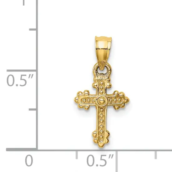 14K Yellow Gold Fancy Cross Pendant Charm Jewelry {5}