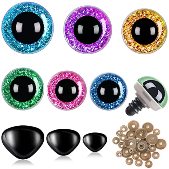 180 Pieces 10-20 mm Large Safety Eyes and Nose with Washers for Amigurumi Stuffed Animal Eyes Plastic Craft Doll Crochet Eyes for DIY of Puppet, Bear, Toy Making Supplies (Assorted Colors) {2}