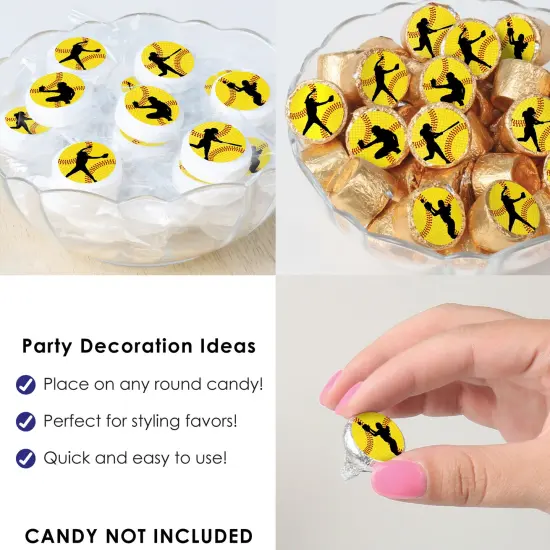 Big Dot of Happiness Grand Slam - Fastpitch Softball - Birthday Party or Baby Shower Small Round Candy Stickers - Party Favor Labels - 324 Count {6}