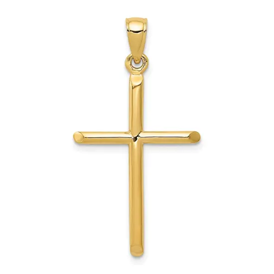 14K Yellow Gold Cross Pendant Charm Religious {1}