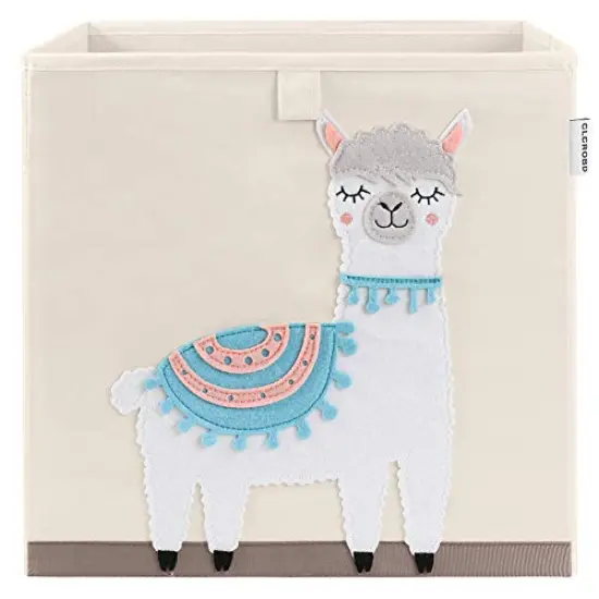 Foldable Animal Cube Storage Bins Fabric Toy Box/Chest/Organizer for Kids Nursery, 13 inch (Llama) {2}