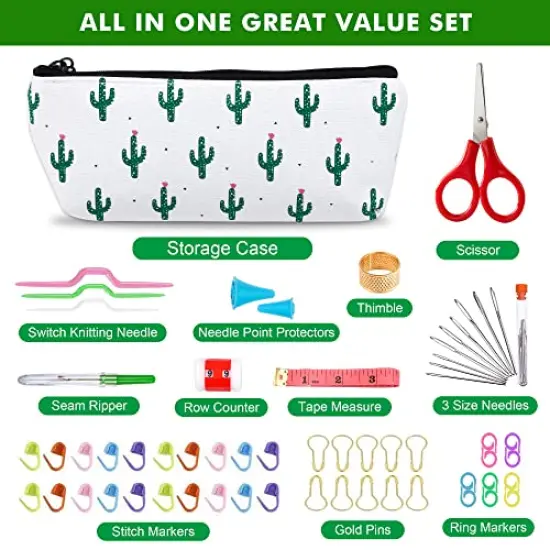 73 Pack Crochet Hooks Set, 13 PCS 2mm(B)-10mm(N) Ergonomic Soft Grip Crochet Handles Yarn Knitting Needles Kit with Case for Arthritic Hand, Inscraft Crochet Starter Kit for Beginners and Lovers {2}