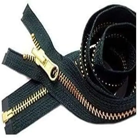 #5 Brass Reversible Medium Weight Hemlock Green Metal Separating YKK Jacket Inside/Outside Zipper - Choose Length - Hemlock Green #890-1 Zipper Per Pack - Made in The United States (24" Inches) {1}