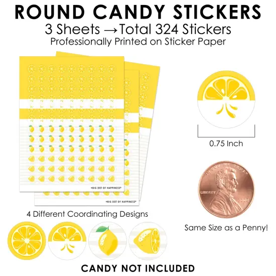 Big Dot of Happiness So Fresh - Lemon - Citrus Lemonade Party Small Round Candy Stickers - Party Favor Labels - 324 Count {4}