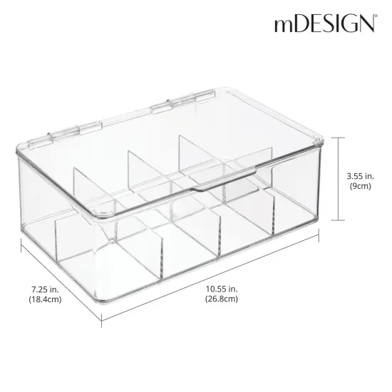 mDesign Plastic Divided First Aid Storage Box Kit, Hinge Lid for Bathroom, Clear {3}