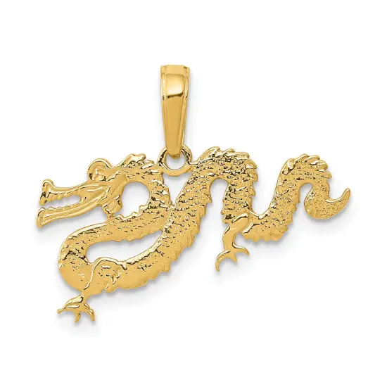 14K Gold Dragon Pendant Charm Jewelry 14.5 x 23 mm {1}