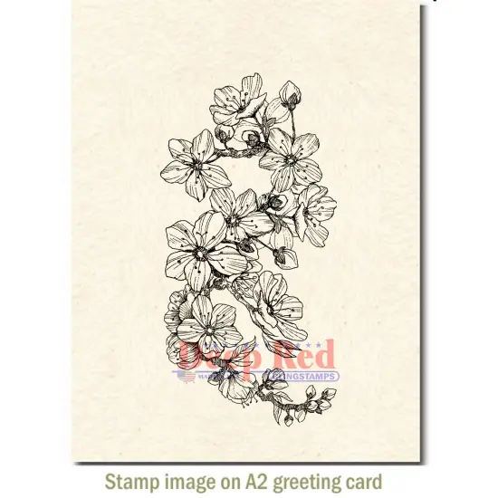 Deep Red Stamps Blooming Sakura Rubber Cling Stamp2.2 x 4.2inches {3}