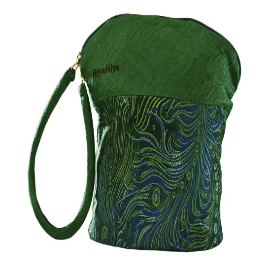 HiyaHiya Small Project Bag for Knit and Crochet - Green Feather Multicolor {1}