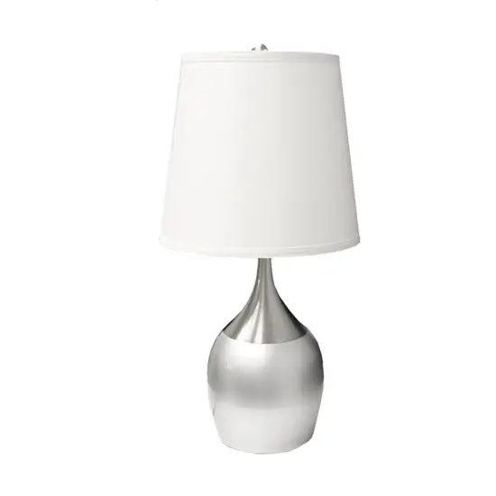 24" Tall Metal Touch Table Lamp with Silver finish, White Shade {1}