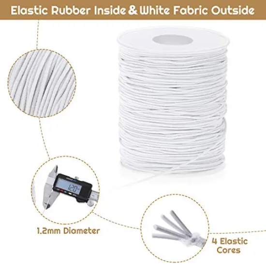 Elastic String for Bracelets Selizo Stretchy Cord for Bracelets, Necklaces, Beading, and Sewing (1.2mm, 109 Yards, White) {1}
