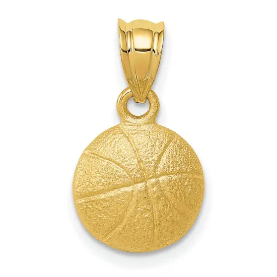 14K Yellow Gold Basketball Charm Pendant Jewelry New 19 X 10mm {1}