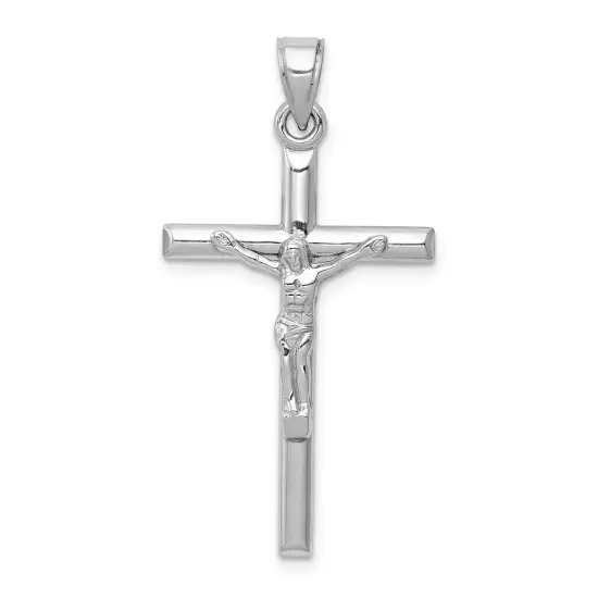 14K White Gold Crucifix Pendant Charm Religious 39 X 20mm Jewerly {1}