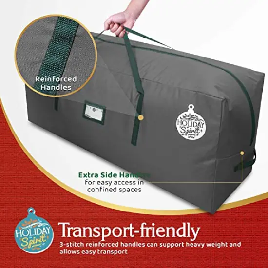 Christmas Tree Storage Bag - Heavy-Duty Tree Bag with Durable Reinforced Handles & Zipper, Waterproof Storage Bag Protects from Moisture & Dust (Fits a 7.5FT Tree, Charcoal) {1}